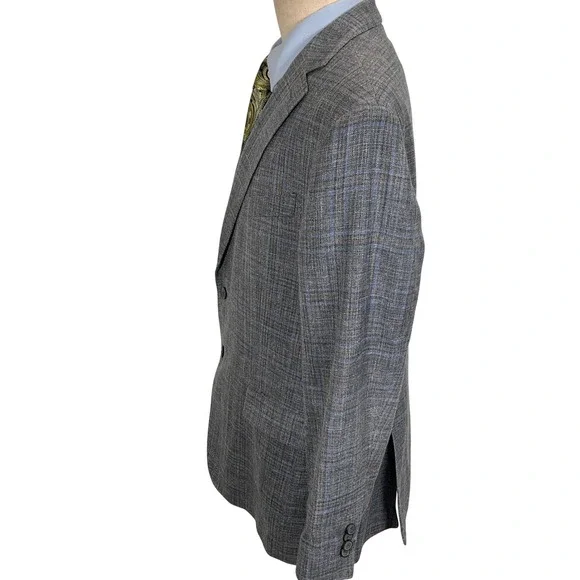 Joseph Abboud Blazer Mens 46R Gray Blue Plaid Heritage E Thomas Luxury Jacket